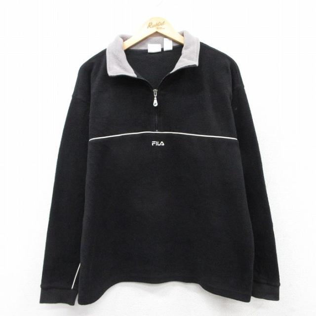 古着 フィラ FILA 長袖 ハーフジップ フリース ジャケット メンズ ワンポ