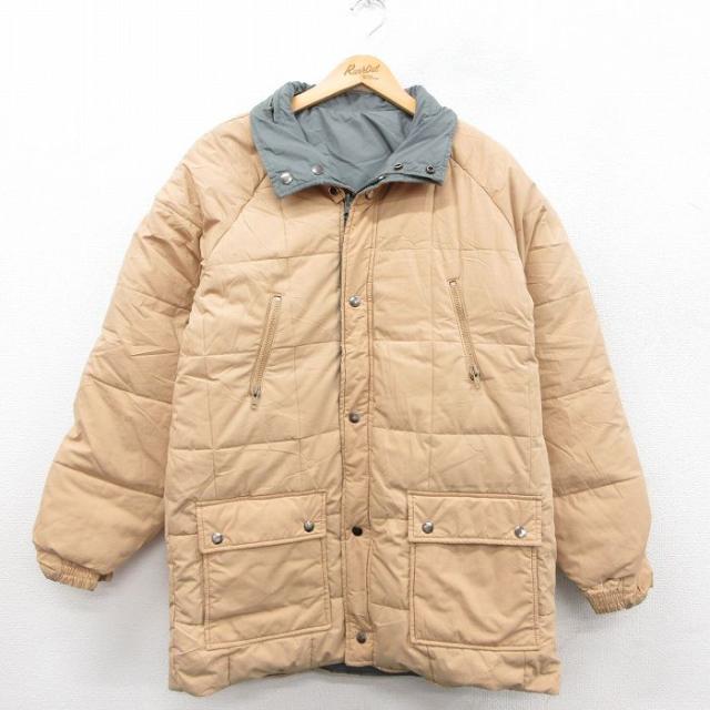 古着 長袖 キルティング ダウン ジャケット メンズ 90年代 90s リバーシ