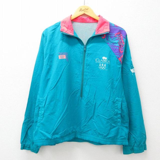 古着 長袖 ハーフジップ ナイロン ジャケット メンズ 90年代 90s USA