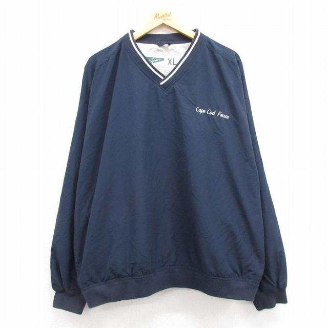 古着 長袖 ジャケット メンズ ケープコッド 大きいサイズ Vネック 紺 ネイビ