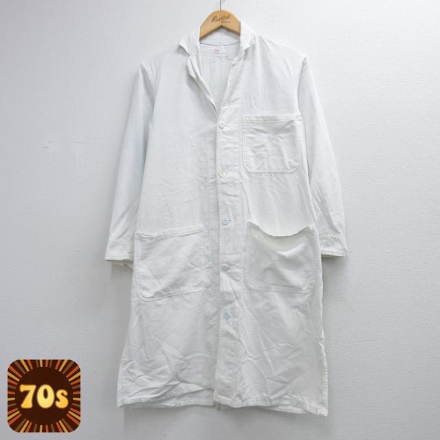 70s ショップコート 開襟 ホワイト M | 古着 26aug27 中古