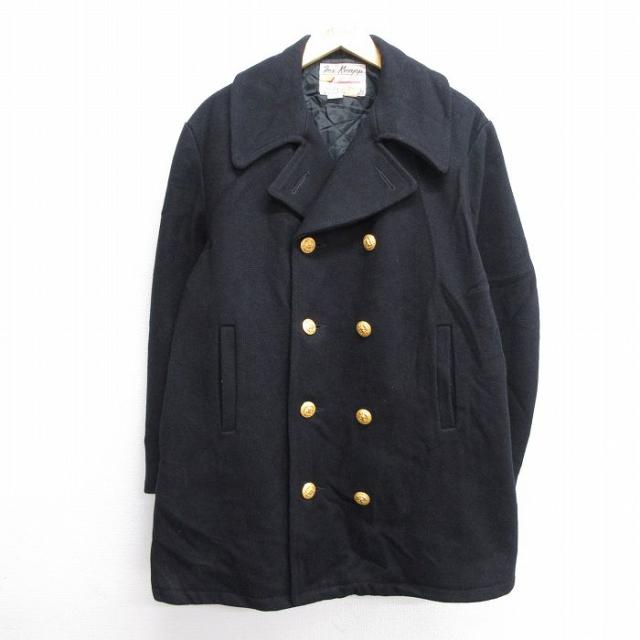 古着 長袖 ウール ジャケット メンズ 80年代 80s ロング丈 USA製 黒