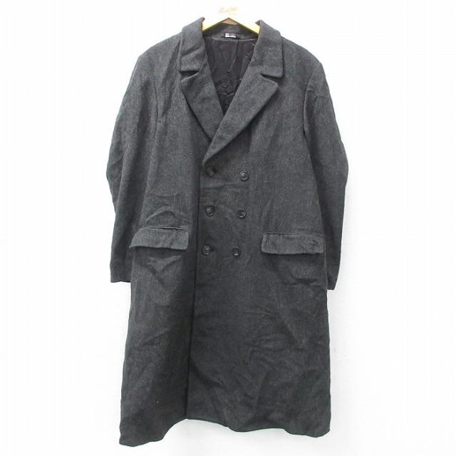 古着 長袖 ウール コート メンズ 90年代 90s ロング丈 USA製 濃グレ
