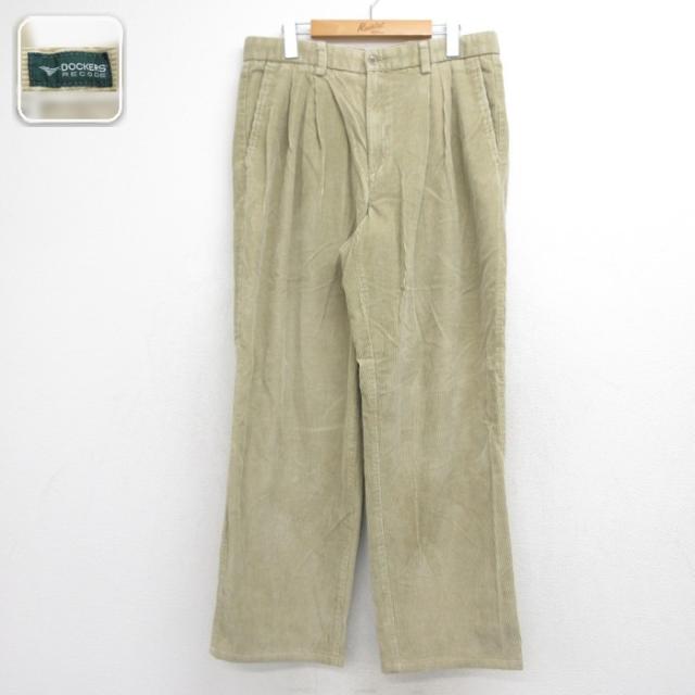 古着 DOCKERS RECODE コーデュロイ パンツ メンズ 太畝 ツータッ