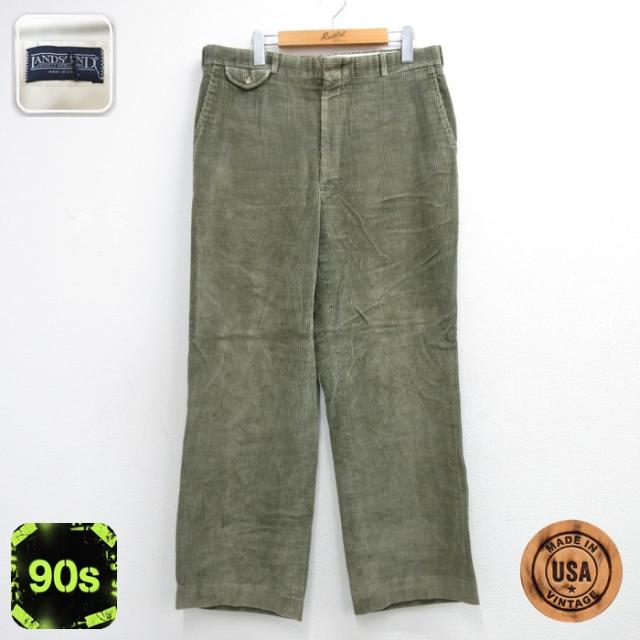 古着 ランズエンド コーデュロイ パンツ メンズ 90年代 90s 太畝 フラッ