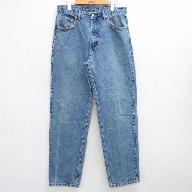 古着 ジーンズ メンズ コットン 紺 ネイビー デニム W34 中古 ボトムス
