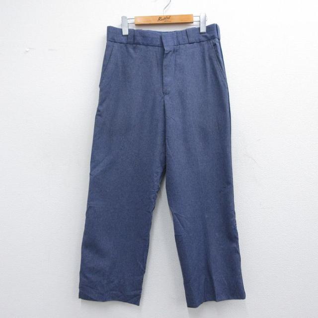 古着 スラックス パンツ メンズ 80年代 80s 紺 ネイビー W32 中古 