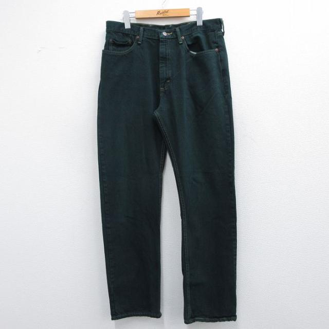 古着 ラングラー Wrangler ジーンズ メンズ コットン 緑 グリーン デ