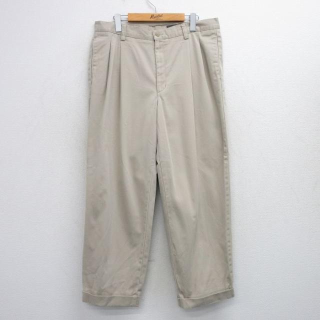 古着 エディーバウアー パンツ メンズ コットン 薄ベージュ カーキ W35 中