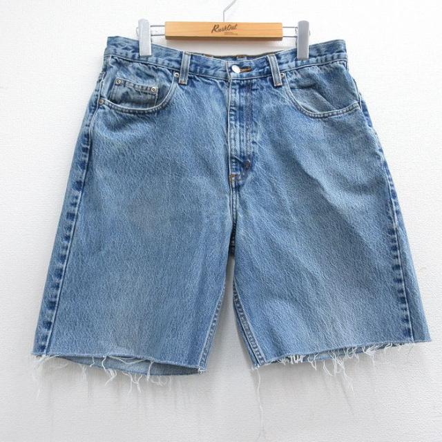 古着 ショート パンツ ショーツ メンズ コットン 紺 ネイビー デニム W33