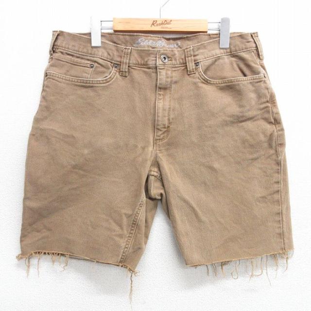 古着 エディーバウアー ショート パンツ ショーツ メンズ 茶 ブラウン デニム