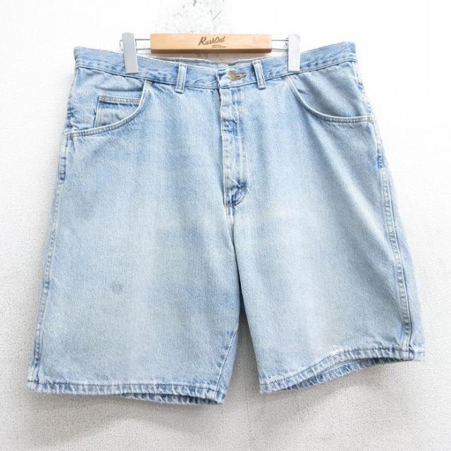 古着 ラングラー Wrangler ショート パンツ メンズ ヒゲ 薄紺 ネイビ