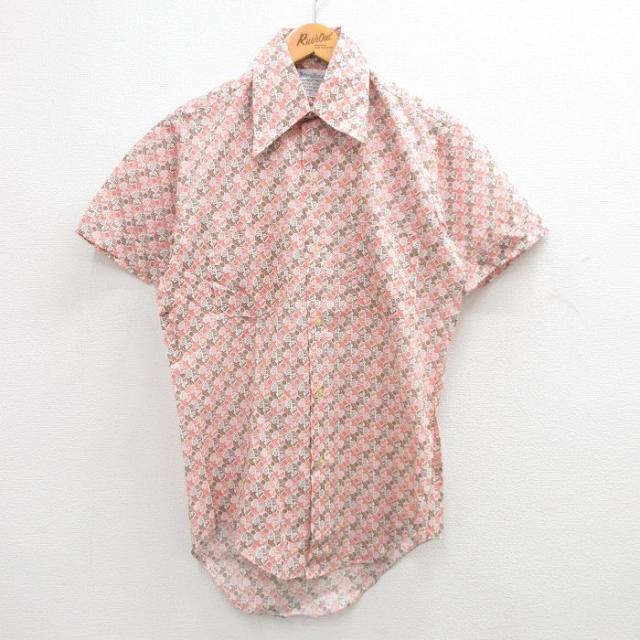 古着 半袖 シャツ メンズ 70年代 70s 茶他 ブラウン Sサイズ 中古 ト