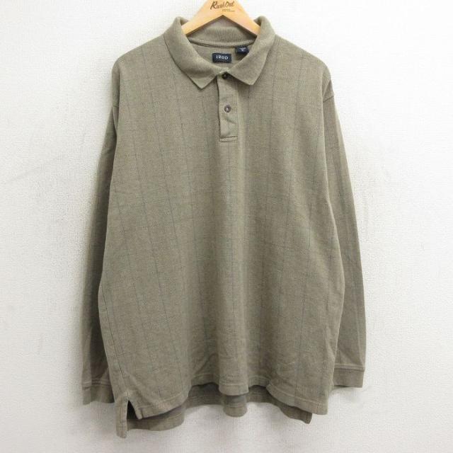 古着 IZOD 長袖 ブランド ポロ シャツ メンズ コットン ベージュ系 カー