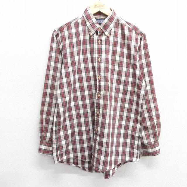 古着 ランズエンド 長袖 ブランド シャツ メンズ 90年代 90s コットン 
