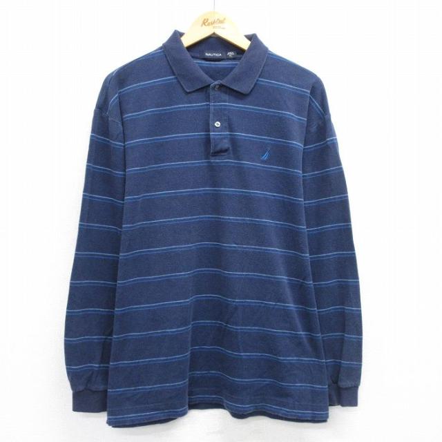 古着 ノーティカ NAUTICA 長袖 ブランド ポロ シャツ メンズ ワンポイ