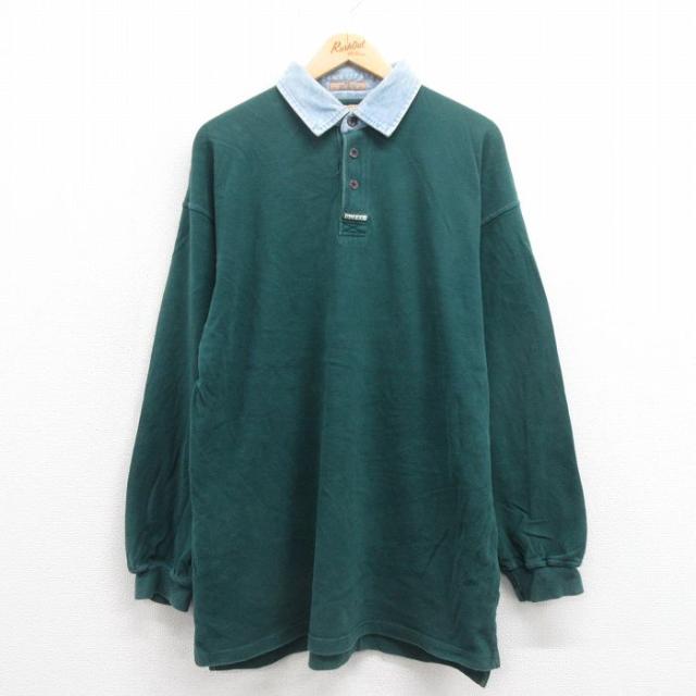 古着 ゲス GUESS 長袖 ブランド ポロ シャツ メンズ 大きいサイズ コッ
