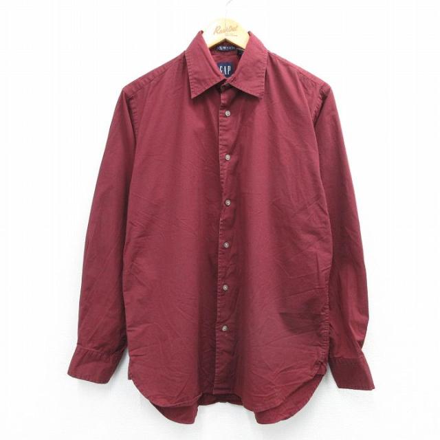 古着 ギャップ GAP 長袖 ブランド シャツ メンズ 00年代 00s エンジ