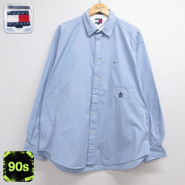トミーヒルフィガー 90s 長袖シャツ ライトブルーチェック XL | 古着 2