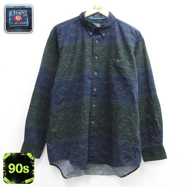 古着 CHAPS 長袖 ブランド シャツ メンズ 80年代 80s コットン ボ