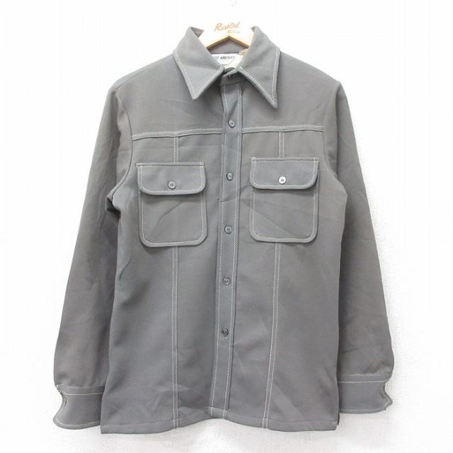 古着 長袖 シャツ ジャケット メンズ 80年代 80s 緑系 グリーン Sサイ