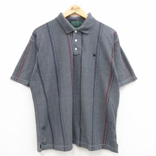 古着 半袖 ポロ シャツ メンズ 90年代 90s ヘリンボーン ワンポイントロ