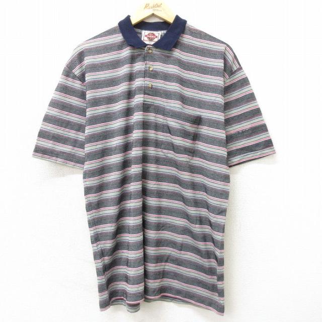 古着 半袖 ポロ シャツ メンズ 00年代 00s 大きいサイズ 紺他 ネイビー