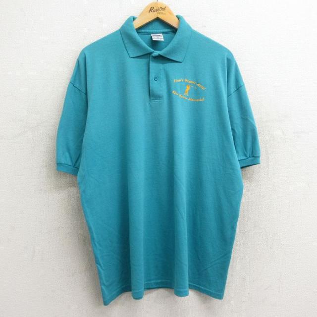 古着 半袖 ポロ シャツ メンズ 90年代 90s ゴルフ 大きいサイズ 水色
