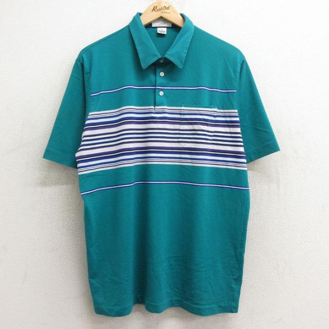 古着 アロー 半袖 ポロ シャツ メンズ 90年代 90s 青緑他 XLサイズ 