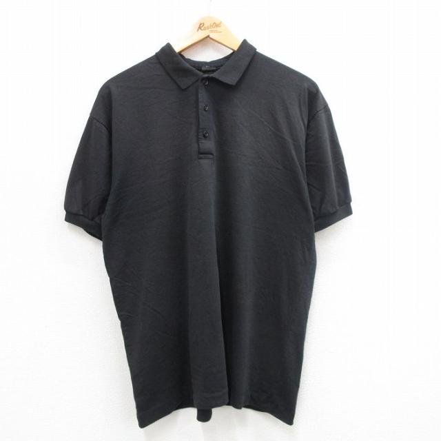 古着 半袖 ポロ シャツ メンズ 90年代 90s USA製 黒 ブラック XL