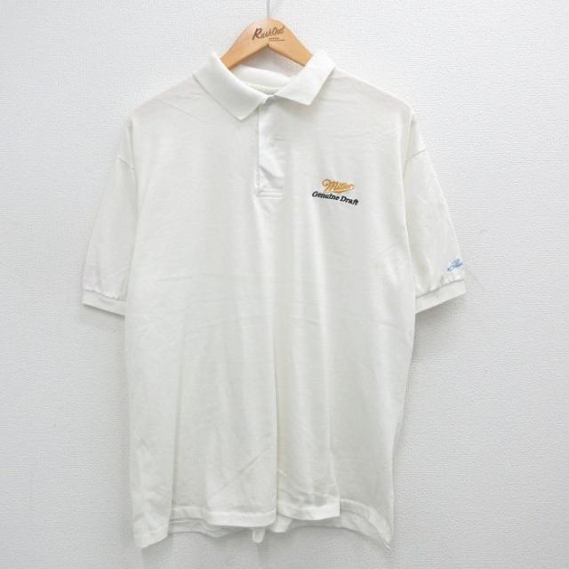古着 半袖 ポロ シャツ メンズ 90年代 90s ミラー ビール USA製 白