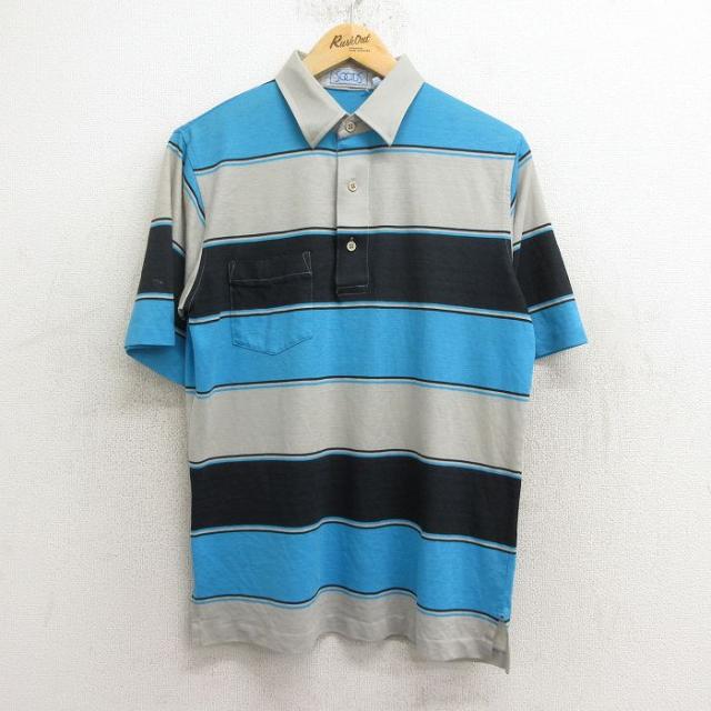 古着 半袖 ポロ シャツ メンズ 90年代 90s マルチカラー 胸ポケット付き