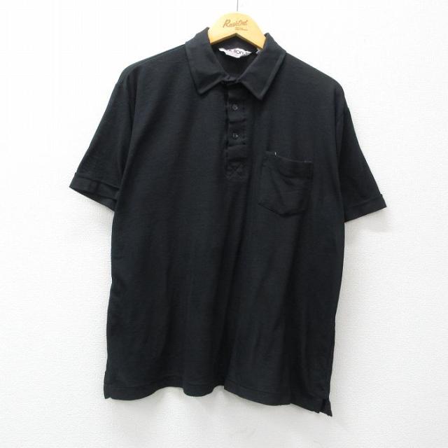 古着 半袖 ポロ シャツ メンズ 90年代 90s 大きいサイズ 黒 ブラック