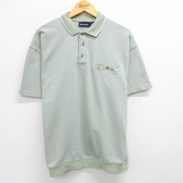 古着 ピューリタン 半袖 ポロ シャツ メンズ 00年代 00s 緑他 グリーン