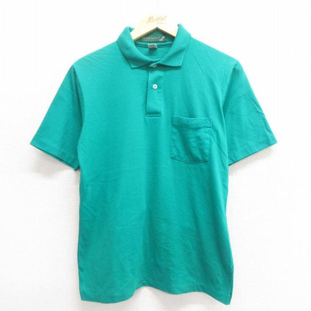 古着 半袖 ポロ シャツ メンズ 90年代 90s 無地 USA製 緑 グリーン