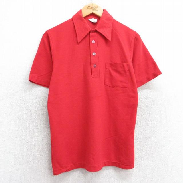 古着 シアーズ 半袖 ポロ シャツ メンズ 70年代 70s 赤 レッド Mサイ