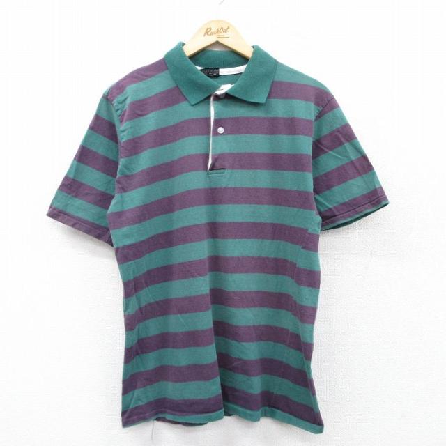 古着 半袖 ポロ シャツ メンズ 90年代 90s USA製 緑他 グリーン ボ