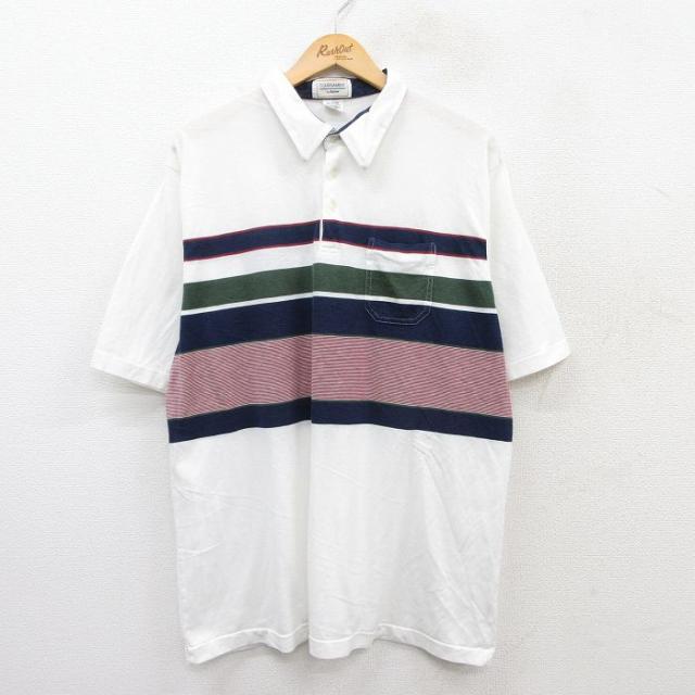 古着 アロー 半袖 ポロ シャツ メンズ 90年代 90s 白他 ホワイト XL