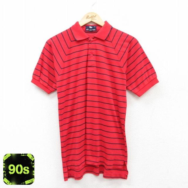 古着 半袖 ポロ シャツ メンズ 90年代 90s ラグラン 赤他 レッド ボー