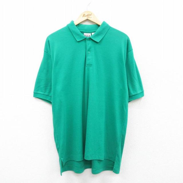 古着 半KEY 袖 ポロ シャツ メンズ 90年代 90s 緑 グリーン spe