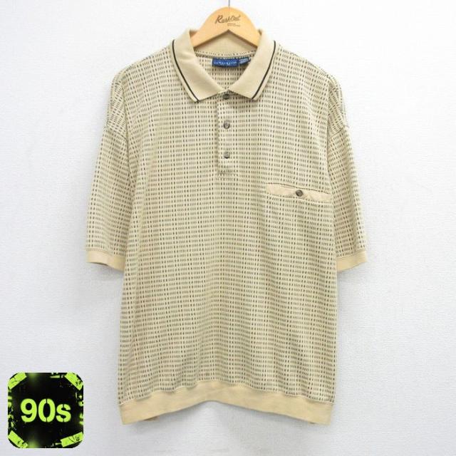 古着 タウンクラフト 半袖 ポロ シャツ メンズ 90年代 90s 総柄 大きい