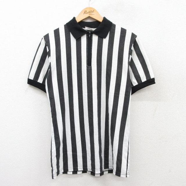 古着 マジェスティック 半袖 ハーフジップ ポロ シャツ メンズ 90年代 90