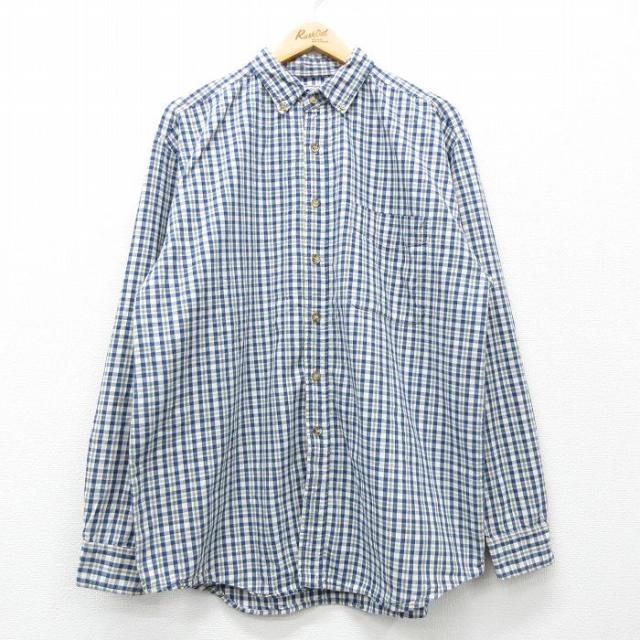 古着 長袖 シャツ メンズ 00年代 00s ボタンダウン 紺他 ネイビー チェ