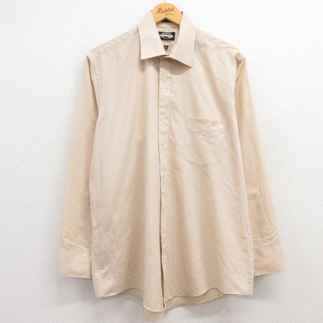 古着 タウンクラフト 長袖 シャツ メンズ 90年代 90s ベージュ カーキ 