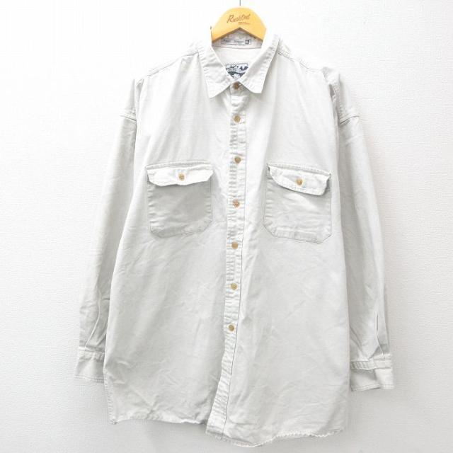 古着 長袖 シャツ メンズ 90年代 90s 大きいサイズ ロング丈 コットン