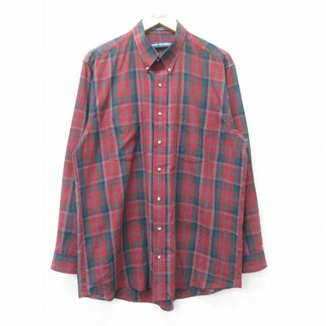 古着 バンヒューセン 長袖 シャツ メンズ 90年代 90s ロング丈 ボタンダ