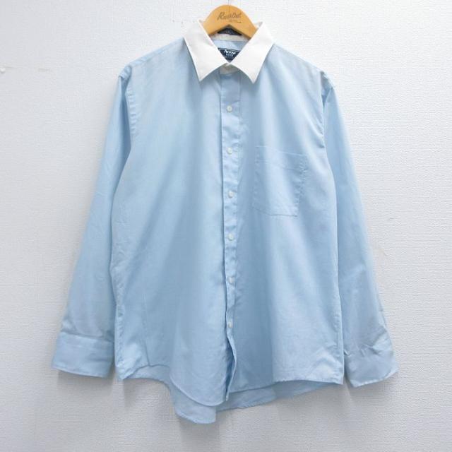 古着 アロー 長袖 シャツ メンズ 90年代 90s 薄紺他 ネイビー XLサイ