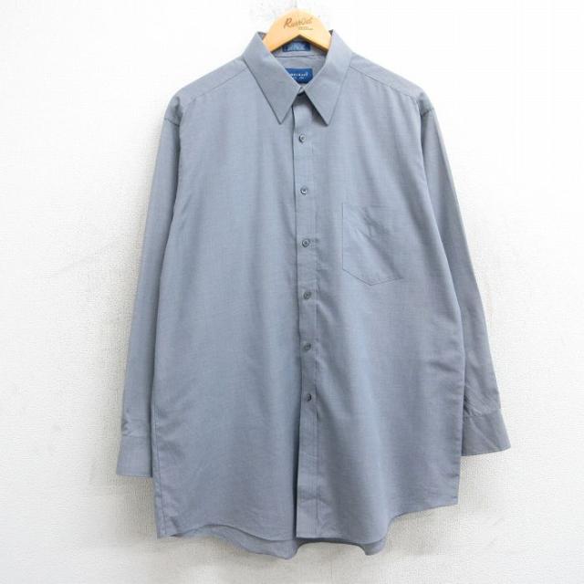 古着 タウンクラフト 長袖 シャツ メンズ 90年代 90s ロング丈 グレー 