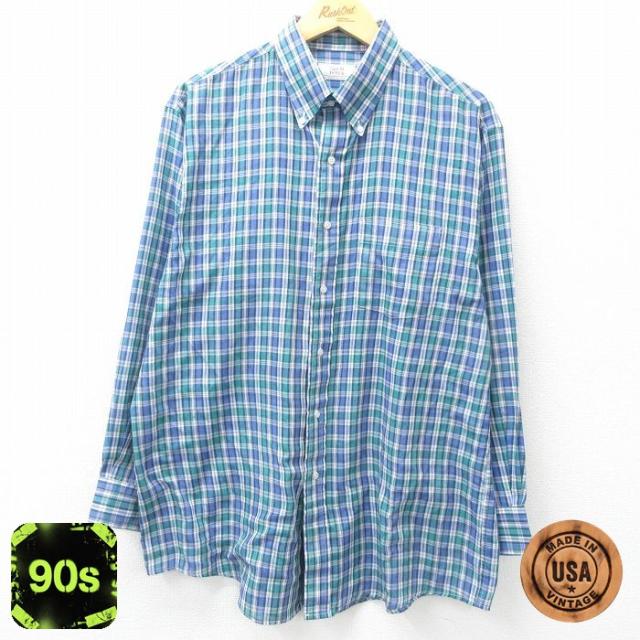 古着 アロー 長袖 シャツ メンズ 90年代 90s ボタンダウン USA製 紺