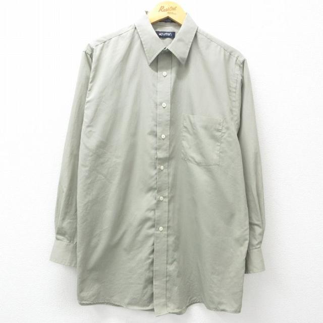 古着 ピューリタン 長袖 シャツ メンズ 00年代 00s　ロング丈 薄グレー 